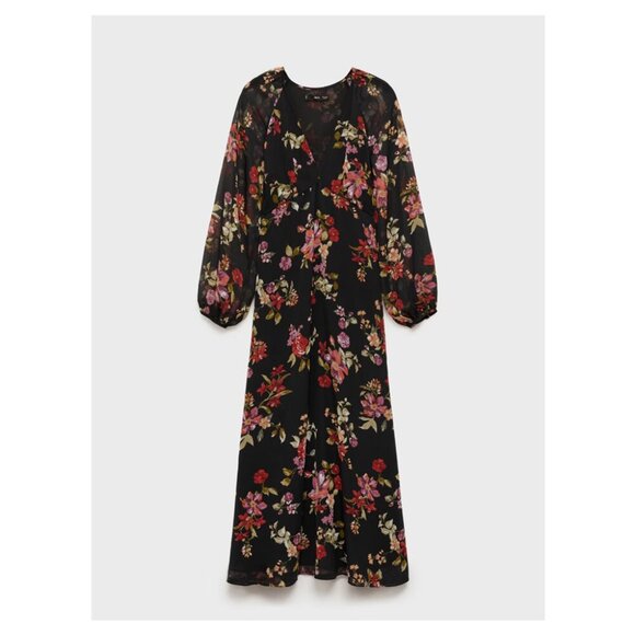 Mango MNG Floral puff-sleeve dress - Picture 5 of 12